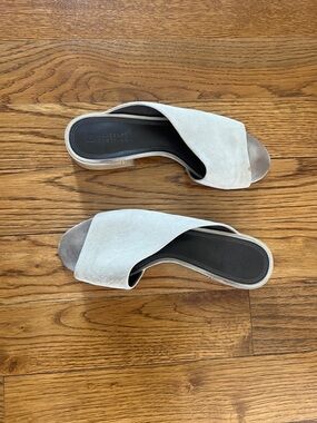 MERCEDES CASTILLO Light Beige Suede Crossover Slide Mules